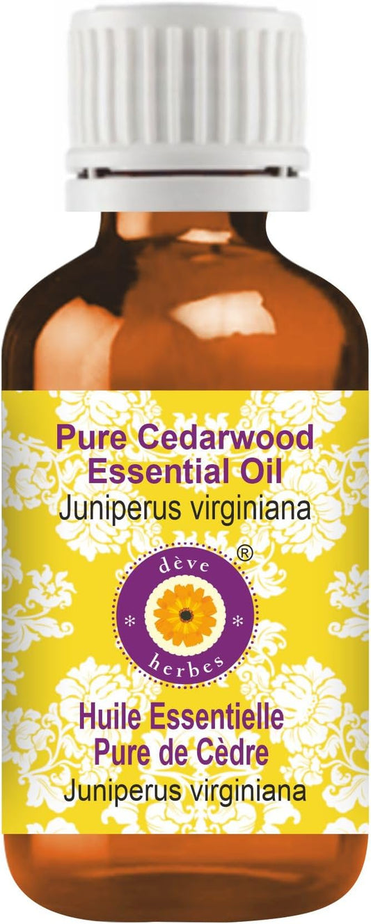 dève herbes Cedarwood Essential Oil (Juniperus virginiana) Pure | Non-Sticky | Non-Greasy | Lightweight | Men & Women | All Skin Types | Steam Distilled 15ml (0.5 oz)
