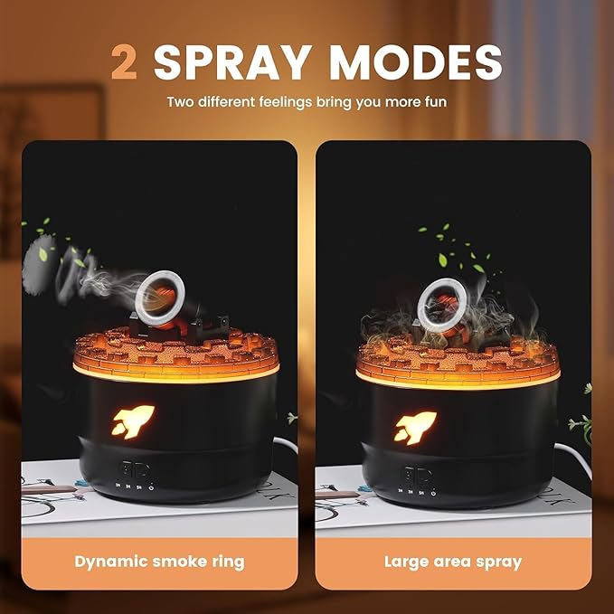 Cannon Blast Aroma Humidifier, 7 Colors LED Vapor Cannon Humidifier Silent Diffuser, 2 Mode Creative Turret Cool Mist Air Aromatherapy Humidifier, Small Desktop Humidifier for Bedroom (white)