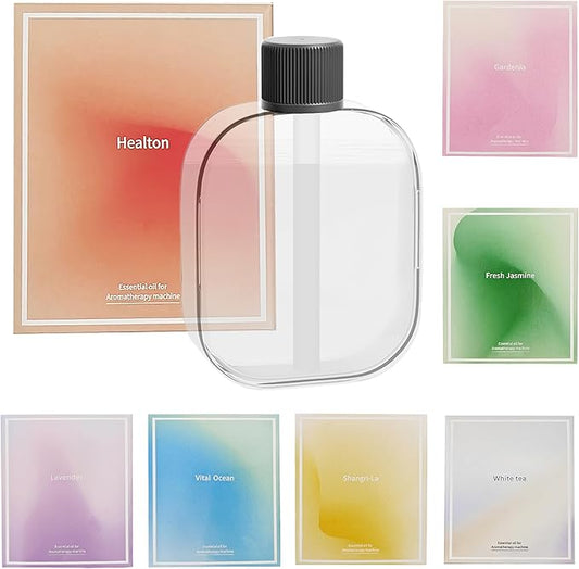 Essential Oil Diffuser for Home Small Waterless Aroma Diffuser for Office, Hotel & Car, Battery Operated Portable Mini Scent Diffuser Machine (7pcs Refill, Essential Oil Set)