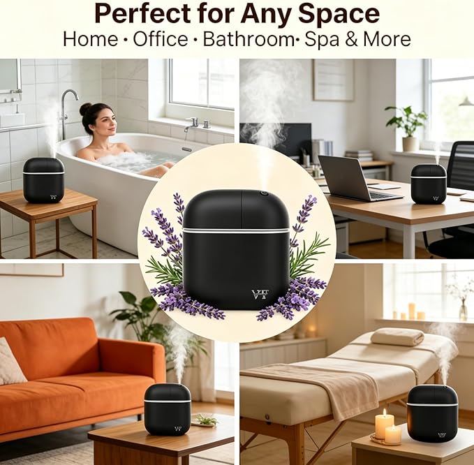 Waterless Essential Oil Diffuser 3000 Sq.Ft,Home Hotel Office Use,Cold Air Scent Machine,(Scent Kit 2*Fragrances Included) Bluetooth App Control,LED Light,Wall-Mounted Aroma Diffuser
