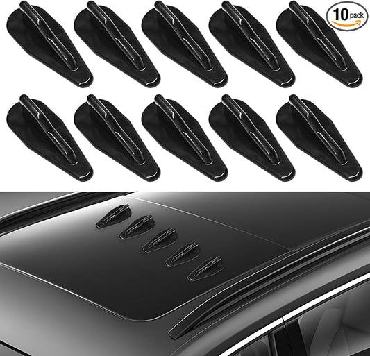 10 PCS Diffuser Shark Fin Kit, Waterproof Air Vortex Generator Spoiler Replacement Set, Universal Roof Wing Decoration Noise Reduction for Cars Trucks SUVs (Black, Rounded)