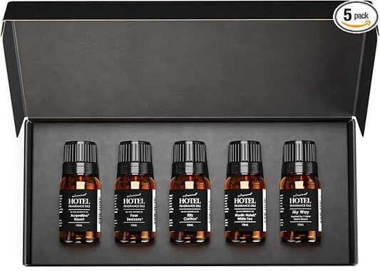 AirScent Hotel Diffuser Oil Gift Set Featuring Hotel Spa Scents - 10 mL, 0.34 fl oz Fragrance Oil Gift Set - Inspired by Acqualina, Four Seasons, My Way, The White Tea Hotel and Others