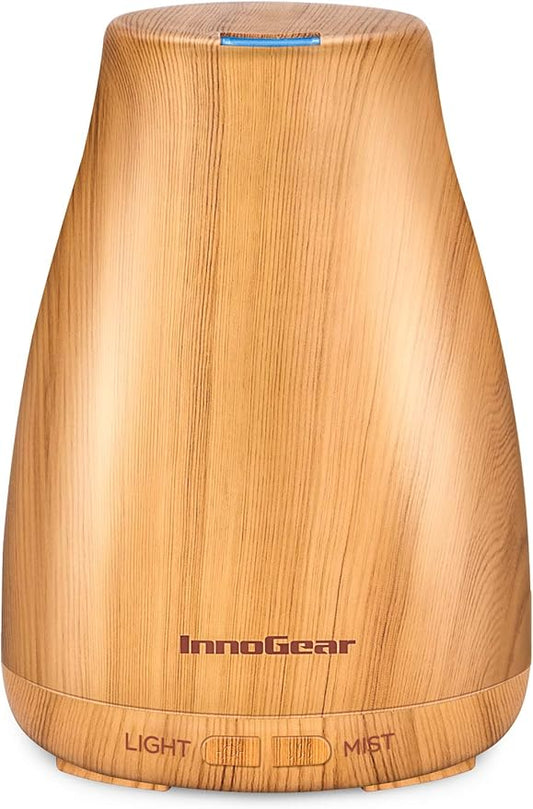 InnoGear Essential Oil Diffuser, Ultrasonic Diffusers for Home Aromatherapy Humidifier for Mother's Gift Bedroom Room 7 Colors LED 2 Mist Mode Auto Off, Yellow