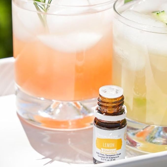 Young Living Lemon Vitality Essential Oil - 100% Pure, Food-Grade Citrus Flavor Enhancer - Antioxidant and Immune Support - Culinary and Beverage Flavoring - 5ml