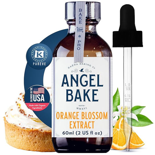 Pure Orange Blossom Extract for Baking and Mixology - 100 Servings Premium Natural Flavoring for Cooking, Desserts, & Beverages - Kosher, Keto Friendly, Vegan & Gluten-Free (2oz Extract with Latex-Free Dropper)