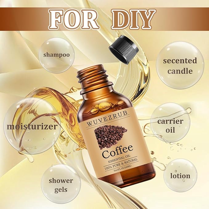 Coffee Essential Oils 240ML, Pure Coffee Essential Oil for Aromatherapy Diffuser - 8 Fl Oz