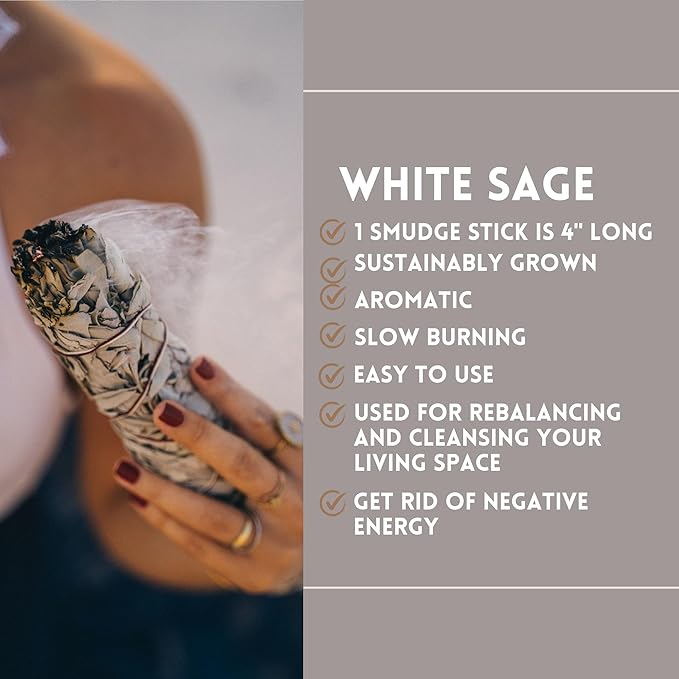 Ancient VEDA Organic Smudge Kit – California White Sage, Palo Santo, Sweetgrass, Abalone Shell, Feather & Smudge Guide | Smudging Kit for Home Energy Cleansing, Meditation, (Healer's Kit, White Sage)