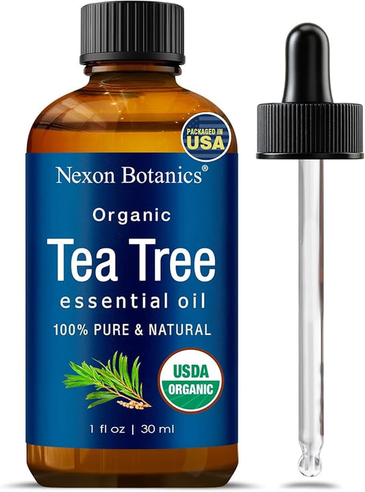 Organic Tea Tree Essential Oil 30 ml - Pure, Natural Oils for Aromatherapy, Diffusers, DIY, Candle and Soap Making Scent - Nexon Botanics