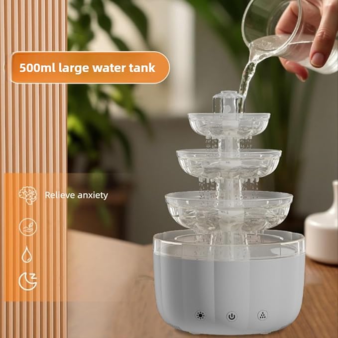 AUNMAS Fountain Diffuser Humidifier, Essential Oils Aromatherapy Quiet Operation 500ml Capacity for Bedroom Living Room Office Relaxation