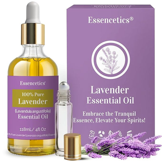 Organic Lavender Essential Oil for Diffuser 4oz - 100% Natural - Therapeutic Grade Pure & Organic Lavender Oil for Aromatherapy Skin Hair & Diffuser