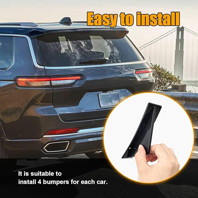 Augeny 4PCS Car Rear Lower Bumper Wing Lip Diffuser, Anti-Crash Curved Shape Auto Shark Fin Spoiler Protector with Screws, Universal Rear Bumper Lip Diffuser Kit for Car SUV Truck (Curved/Black)