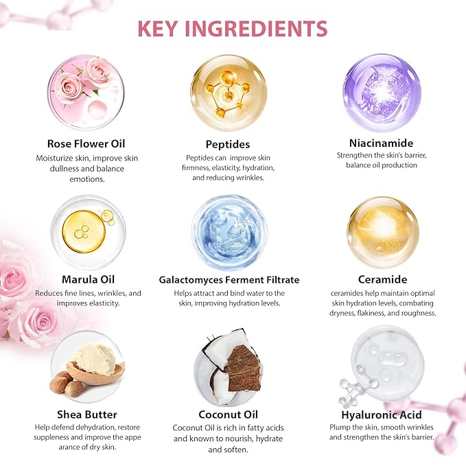 32 Pcs Mother's Day Gift, Rose Bath and Body Gift Basket for Women, Hydrating Facial Skin Care Set, Self Care Pampering Kit, Women Home Spa Basket Set, Birthday, Anniversary, Wife