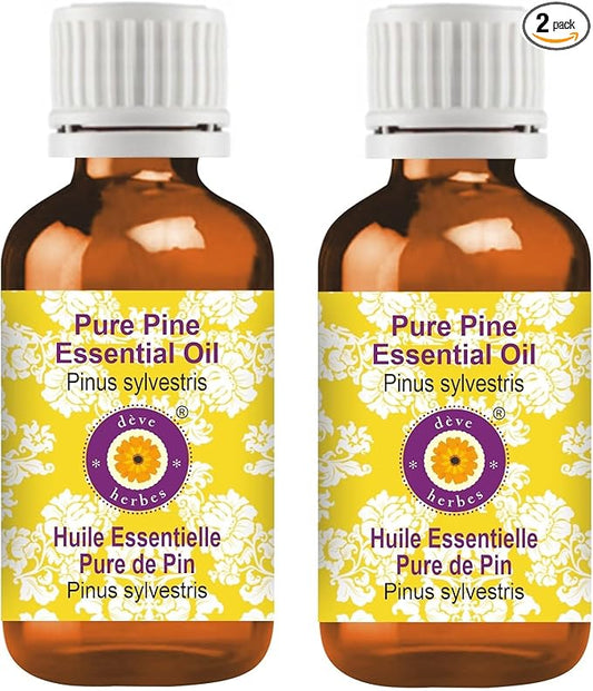 Deve Herbes Pure Pine Essential Oil (Pinus sylvestris) Steam Distilled (Pack of Two) 100ml X 2 (6.76 oz)