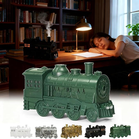 2026 New Train Diffuser, 300ml Train Essential Oil Diffuser – Aromatherapy Humidifier with Dual-Color LED Light, Ultrasonic Cool Mist, Quiet Auto Shut-Off Steam for Home & Office (Green, Basic)