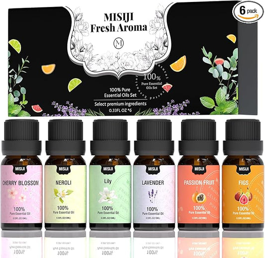 Essential Oils Set-Essential Oils for Diffuser for Home,Diffuser Oils Scents for Aromatherapy,Laundry,Candle&Soap Making,Humidifiers 6 X 10ML