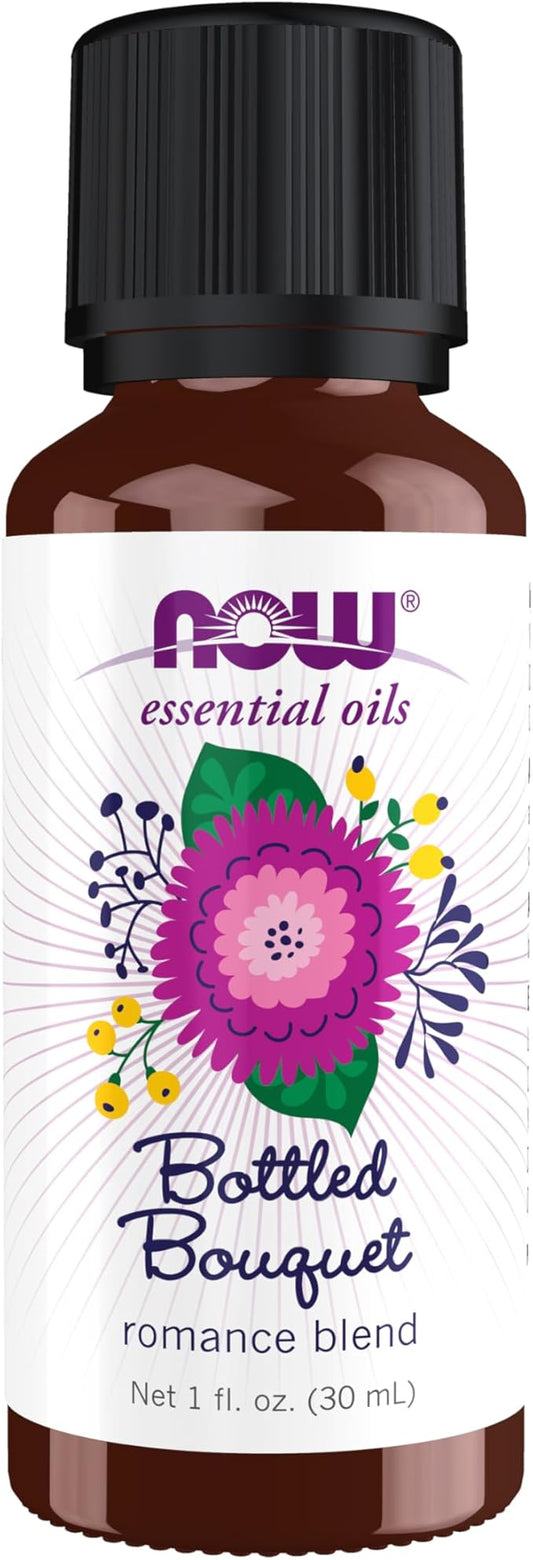 NOW Essential Oils, Bottled Bouquet Oil Blend, Floral Aromatherapy Scent, Blend of Pure Essential Oils, Vegan, Child Resistant Cap, 1-Ounce