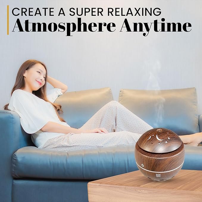 Aromatherapy Cool Mist Diffuser, Essential Oil Diffusers with LED 7-Color Lights, 120ml Capacity, Silent Aroma Diffuser for Home Bedroom, 5V USB Cool Mist Humidifier Includes (Espresso)