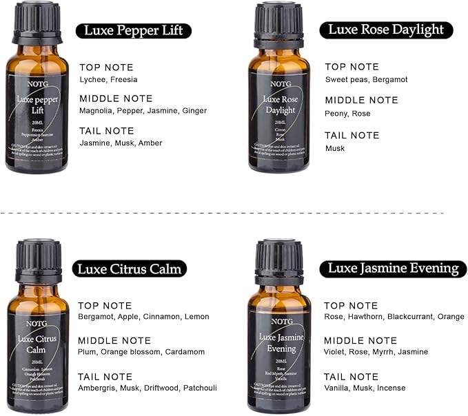Essential Oils Set - Top 4 Luxury Scents for Diffuser, Humidifier, Aromatherapy, Candle & Soap Making, Premium Scented Oil Gift Set for Home & Office, Inspired by Luxury Brand perfumes(20ML)