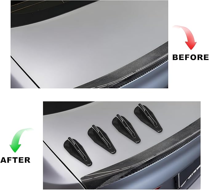 10 PCS Diffuser Shark Fin Kit, Waterproof Air Vortex Generator Spoiler Replacement Set, Universal Roof Wing Decoration Noise Reduction for Cars Trucks SUVs (Black, Rounded)