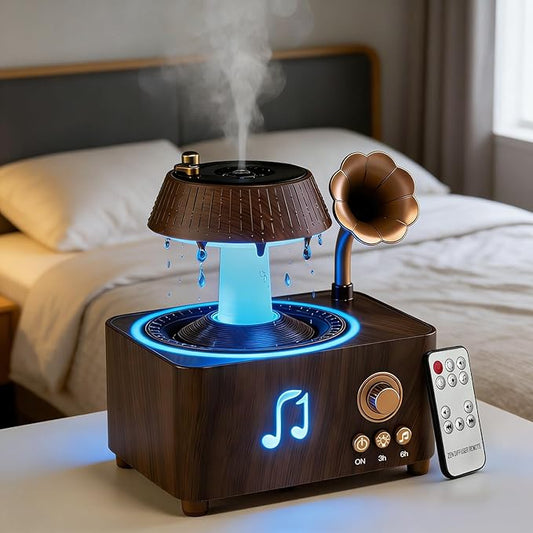 Morbou Raindrop Aroma Diffuser Room Humidifier with White Noise, 7-Color Air Mist Essential Oil Diffuser Sleep Sounds Aroma Rain Drop, with Remote Control Extra 2 Essential Oils
