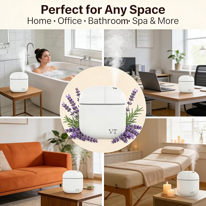 Waterless Essential Oil Diffuser 3000 Sq.Ft,Home Hotel Office Use,Cold Air Scent Machine,(Scent Kit 2*Fragrances Included) Bluetooth App Control,LED Light,Wall-Mounted Aroma Diffuser