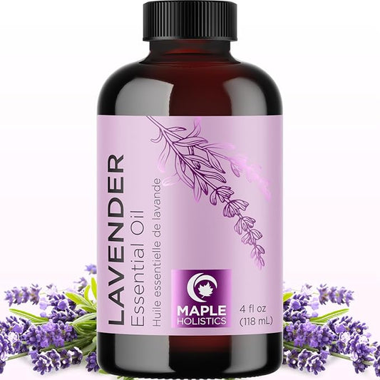 Pure Lavender Essential Oil - Lavender Oil for Hair Skin and Nails Plus Aromatherapy Diffusers Humidifiers Linens and Baths for at Home Spa Self Care - Premium Grade Non-GMO in Glass Bottle (4 Fl Oz)