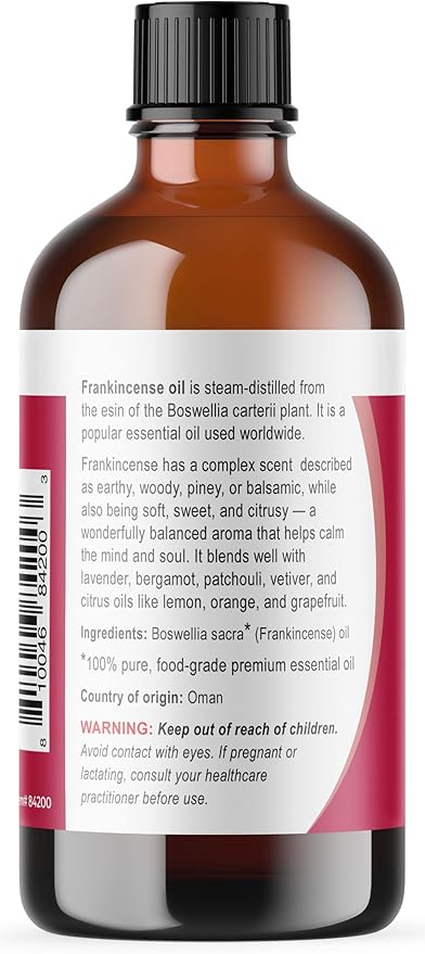 Viva Doria Frankincense Essential Oil, 100% Pure, Natural Essential Oil, Undiluted, for Aromatherapy | Food Grade, 118 mL (4 Fluid Ounce)