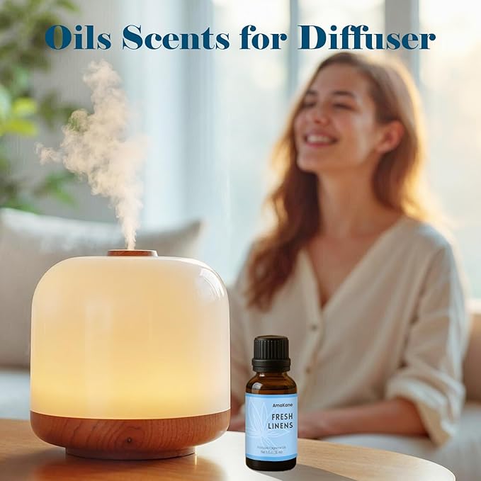 AmaKane Fresh Linens Fragrance Oil 30ml, Clean Essential Oils for Diffusers for Home, Long-Lasting Aromatherapy Oil, Fresh Scent for Candle Making Soap Laundry