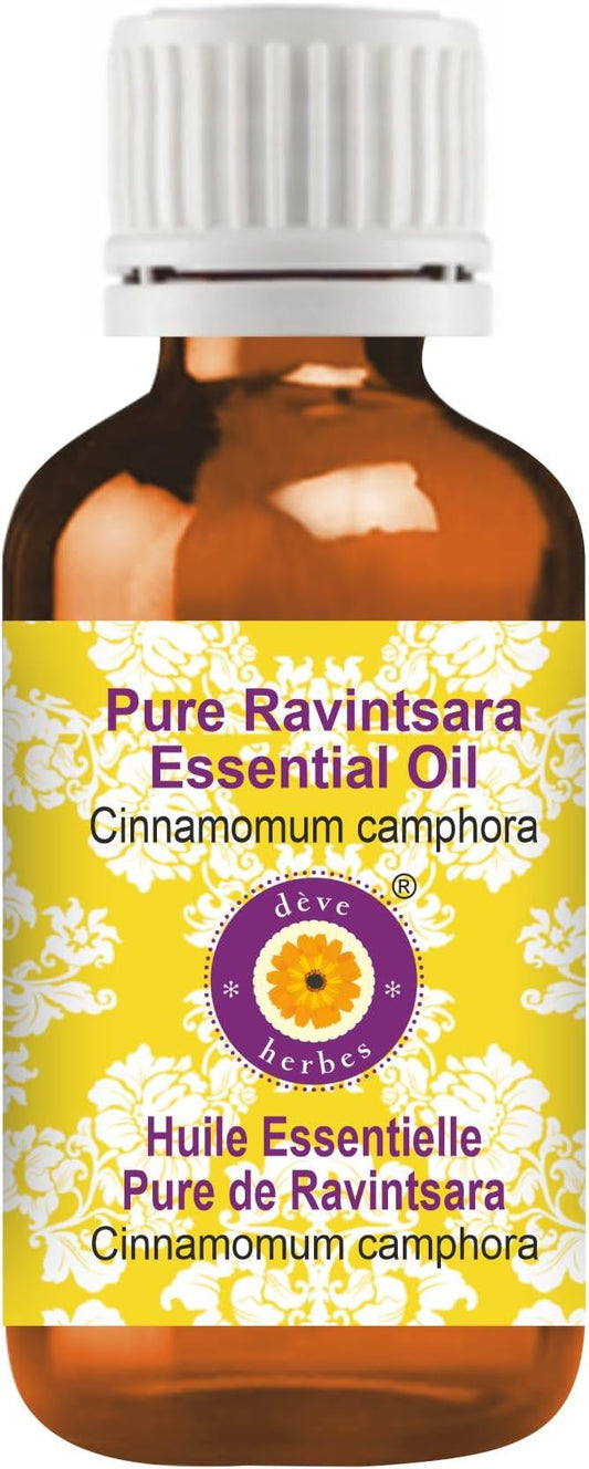 Deve Herbes Pure Ravintsara Essential Oil (Cinnamomum camphora) Steam Distilled 50ml (1.69 oz)