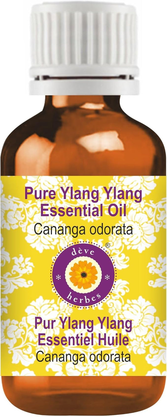 dève herbes Ylang Ylang Essential Oil (Cananga odorata) Pure | Non-Sticky | Non-Greasy | Lightweight | Men & Women | All Skin Types | Steam Distilled 30ml (1 oz)