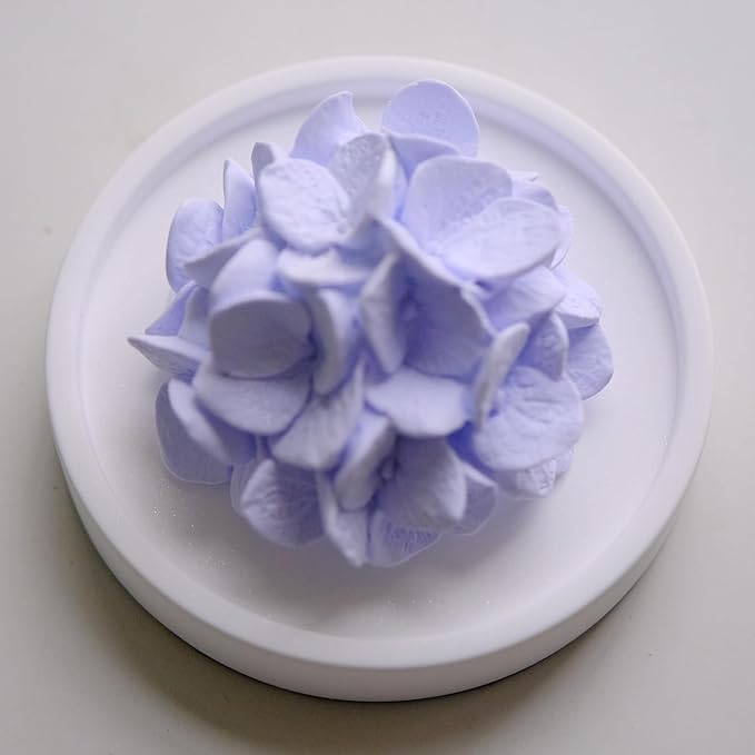 Essential Oil Passive Flower Diffuser -Non-Electric Peony Flower Porcelain Aromatherapy Diffusers for Small Mini Room, Desk Decorative, Bathroom (Purple, Hydrangea)