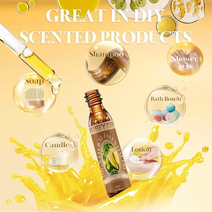 Ylang-Ylang Essential Oil 10ML - 100% Pure and Natural Therapeutic Grade Oils for Aromatherapy Diffuser - 0.34 Fl Oz/Ylang-Ylang