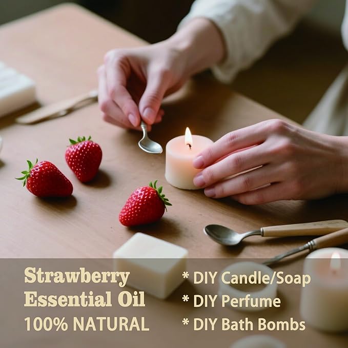 Strawberry Essential Oil – MLYNKL Strawberry Oils 16.33 fl oz for Diffusers, Humidifiers, Massage, DIY Candles, Soap, Cleaning, Home, Yoga, Office, Gifts - 490 ml