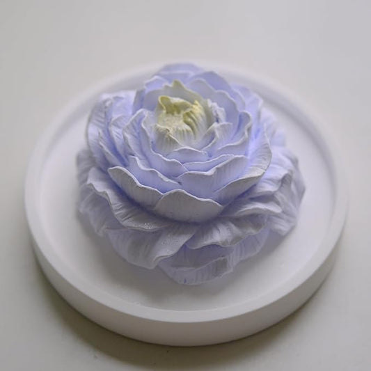 Essential Oil Passive Flower Diffuser -Non-Electric Peony Flower Porcelain Aromatherapy Diffusers for Small Mini Room, Desk Decorative, Bathroom (Purple, Peony)
