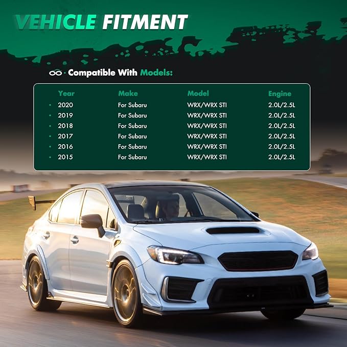 SCITOO 3PCS Front Bumper Lip Compatible for 2015-2020 for Subaru WRX STI Front Lip Spoiler Glossy Carbon Look (PP) Plastic Air Dam