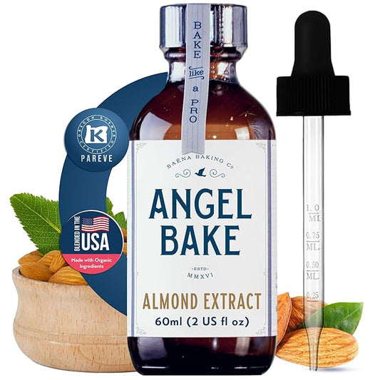 Pure Almond Extract for Baking & Mixology - 100 Servings Culinary Almond Essence and Flavoring - Kosher, Keto Friendly, Vegan, Gluten-Free for Desserts, Beverages & Recipes (2 Oz Extract with Latex-Free Dropper)
