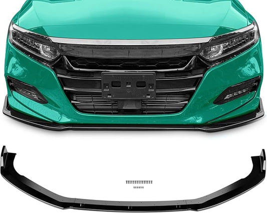 SCITOO Front Lip Spoiler Fits for 2018-2020 for Honda Accord Sedan Glossy Black Front Bumper Lip