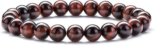 Hamoery Men Women 8mm Natural Stone Lava Rock Diffuser Bracelet Elastic Yoga Agate Beads Bracelet Bangle