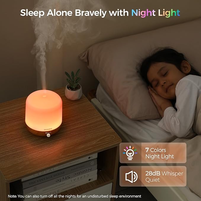 BOXING Essential Oil Diffuser for Home and Bedroom, Quiet Aromatherapy Diffuser with Auto Shut Off, Soft Night Light, Relaxing Aroma Gift for Women, Office and Yoga