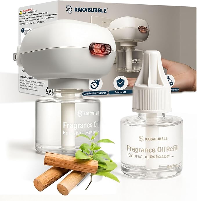 Open Air Plug-in Essential Oil Diffuser Starter Kit, 2-Pack – 30-Day Freshness, Pet & Child Safe, Ideal for Small & Medium Rooms (Teak Scent)
