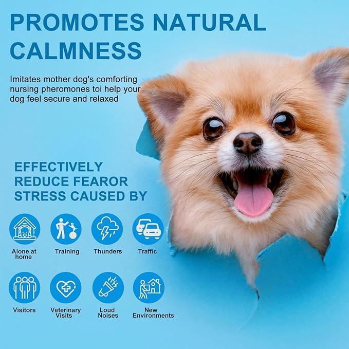 SLE Dog Pheromone Diffuser, Pheromones Calming Diffusers for Dogs Anxiety Relief 3 Refills & 1 Calming Diffuser, Relieve Separation Anxiety, Stress Barking and Chewing Calm Relaxing