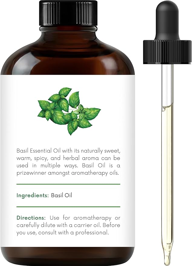 Handcraft Blends Herbal Focus Set: Peppermint and Basil Essential Oils – (2 x 4 Fl Oz) – 100% Pure & Natural – for Diffuser, Aromatherapy, and DIY Projects