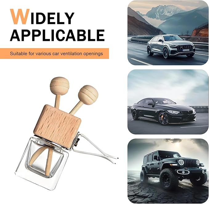 4PCS Empty Car Diffuser Bottle, Refillable Car Air Freshener Vent Clip, Car Air Freshener Diffuser Empty Glass Bottles, Car Scent Diffuser Bottle for Most Vehicles Interior Accessories
