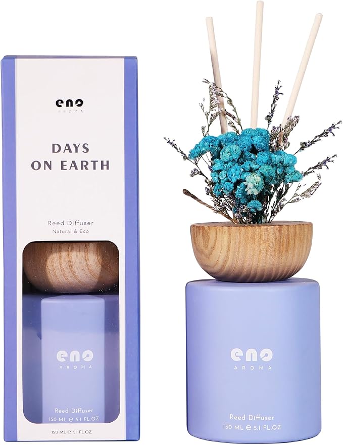 Reed Diffuser Set with Dried Flowers, 5.1oz Essential Oil Home Fragrance, Long Lasting Air Freshener for Bathroom Shelf Decor, Housewarming Gift, Morning Garden Scent