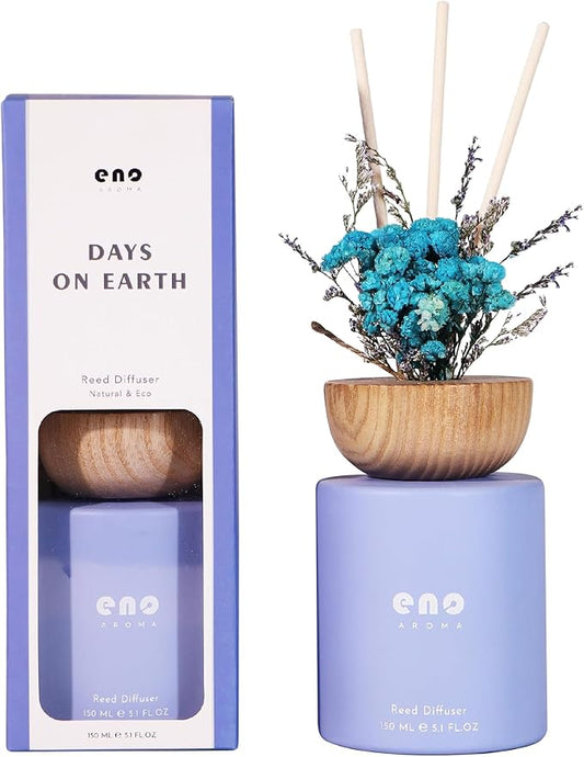 Reed Diffuser Set with Dried Flowers, 5.1oz Essential Oil Home Fragrance, Long Lasting Air Freshener for Bathroom Shelf Decor, Housewarming Gift, Morning Garden Scent