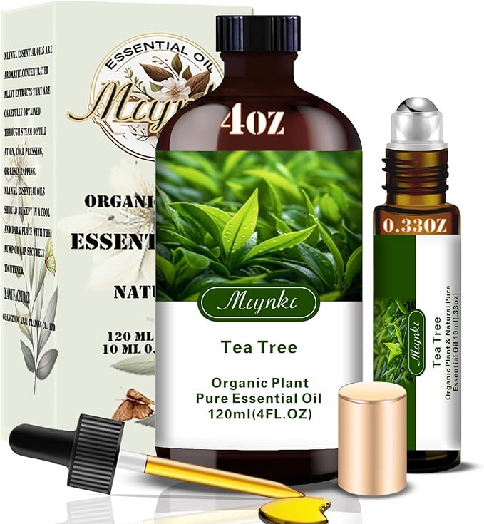 Tea Tree Essential Oil – MLYNKL Tea Tree Oils 4.33 fl oz for Diffusers, Humidifiers, Massage, DIY Candles, Soap, Cleaning, Home, Yoga, Office, Gifts - 130 ml