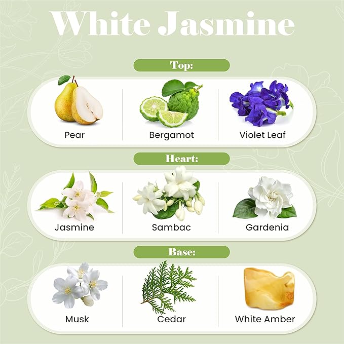 White Jasmine Aberscent Premium Reed Diffuser Oil Refill (8.5 Fl Oz/250ml) – Long-Lasting Fragrance Oil for Home, Office & Spa – Relaxing Scent, Luxury Hotel-Style Aroma