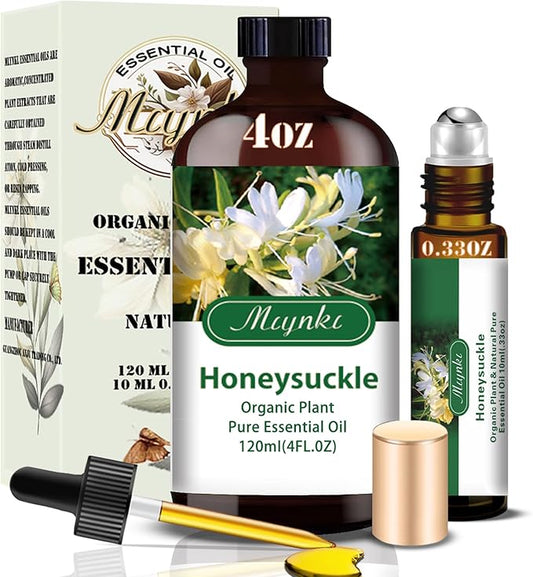Honeysuckle Essential Oil – MLYNKL Honeysuckle Oils 4.33 fl oz for Diffusers, Humidifiers, Massage, DIY Candles, Soap, Cleaning, Home, Yoga, Office, Gifts - 130 ml