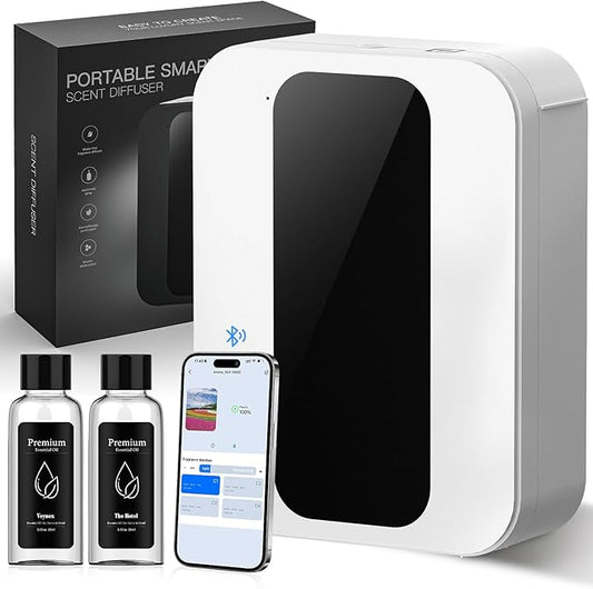 Hotel Scent Diffuser Kit, Includes 2 Premium Oils, House Scent Machine, 500ml Large Capacity Aromatherapy Machine, Cover 3500 Sq.Ft, Waterless Essential Oil Diffusers for Home Large Room, Office-White