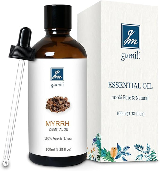 GM Gumili Myrrh Essential Oil, 100% Pure Myrrh Oil for Skin Care, Home Oil Diffuser, Homemade Recipes - 100ml